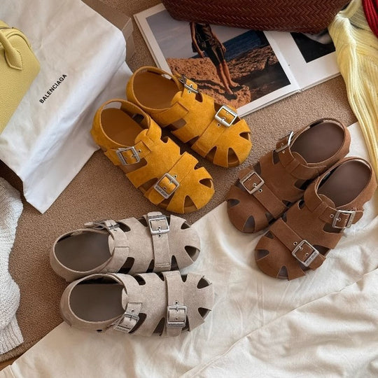 Damen modische Sandalen mit verstellbaren Schnallen und rutschfester Sohle EB