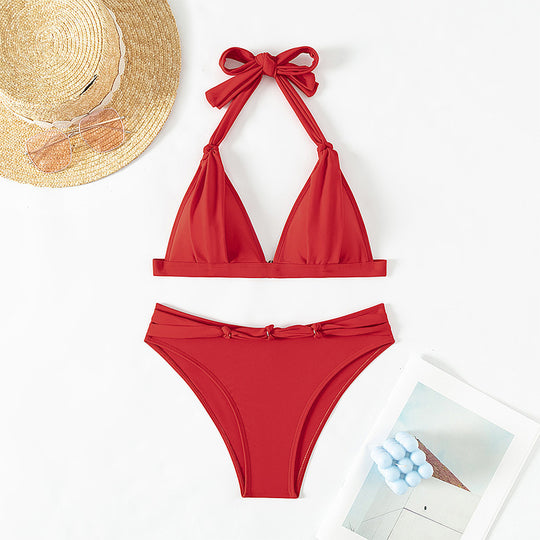 Damen Triangel-Bikini mit raffinierter Bunddetails EB