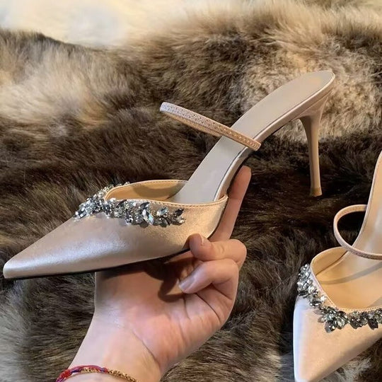 Damen Elegante Slingback-Pumps mit funkelndem Strassbesatz EB