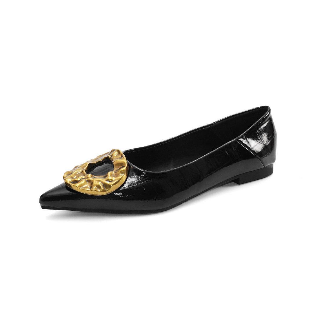 Damen elegante Ballerinas mit funkelndem Detail und raffinierter Schnallenapplikation EB