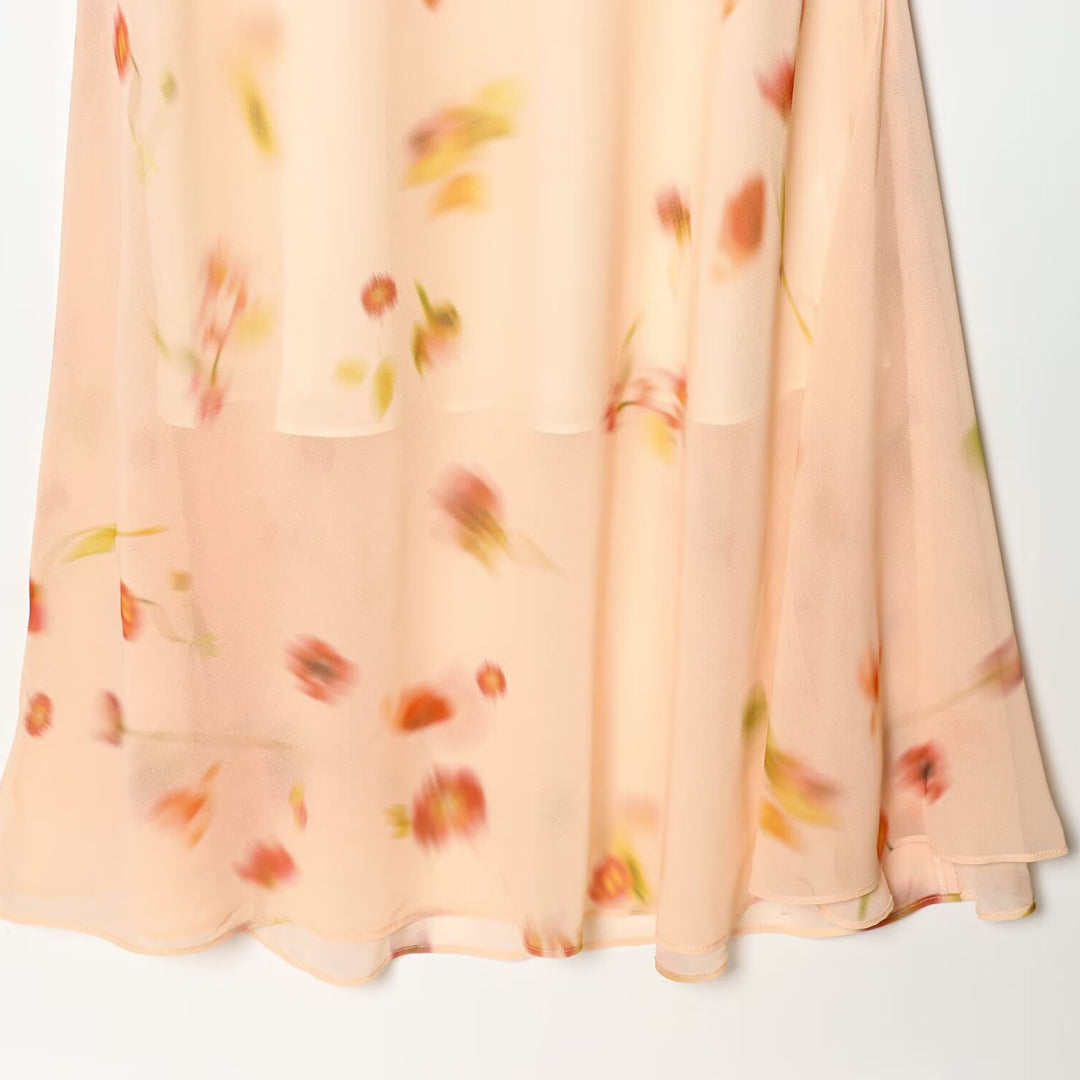Damen Maxikleid mit romantischem Volant und floralen Akzenten EB