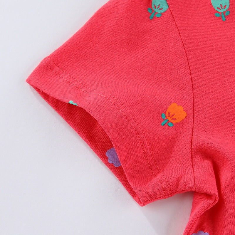 Mädchen Freizeitkleid mit bunten Dinosaurier-Applikationen EB