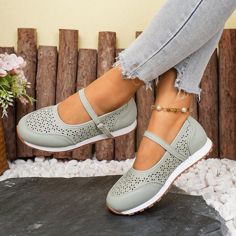 Damen Atmungsaktive Ballerinas mit dekorativer Perforation EB