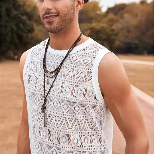 Herren Ärmelloses Netzshirt mit strukturiertem Design EB