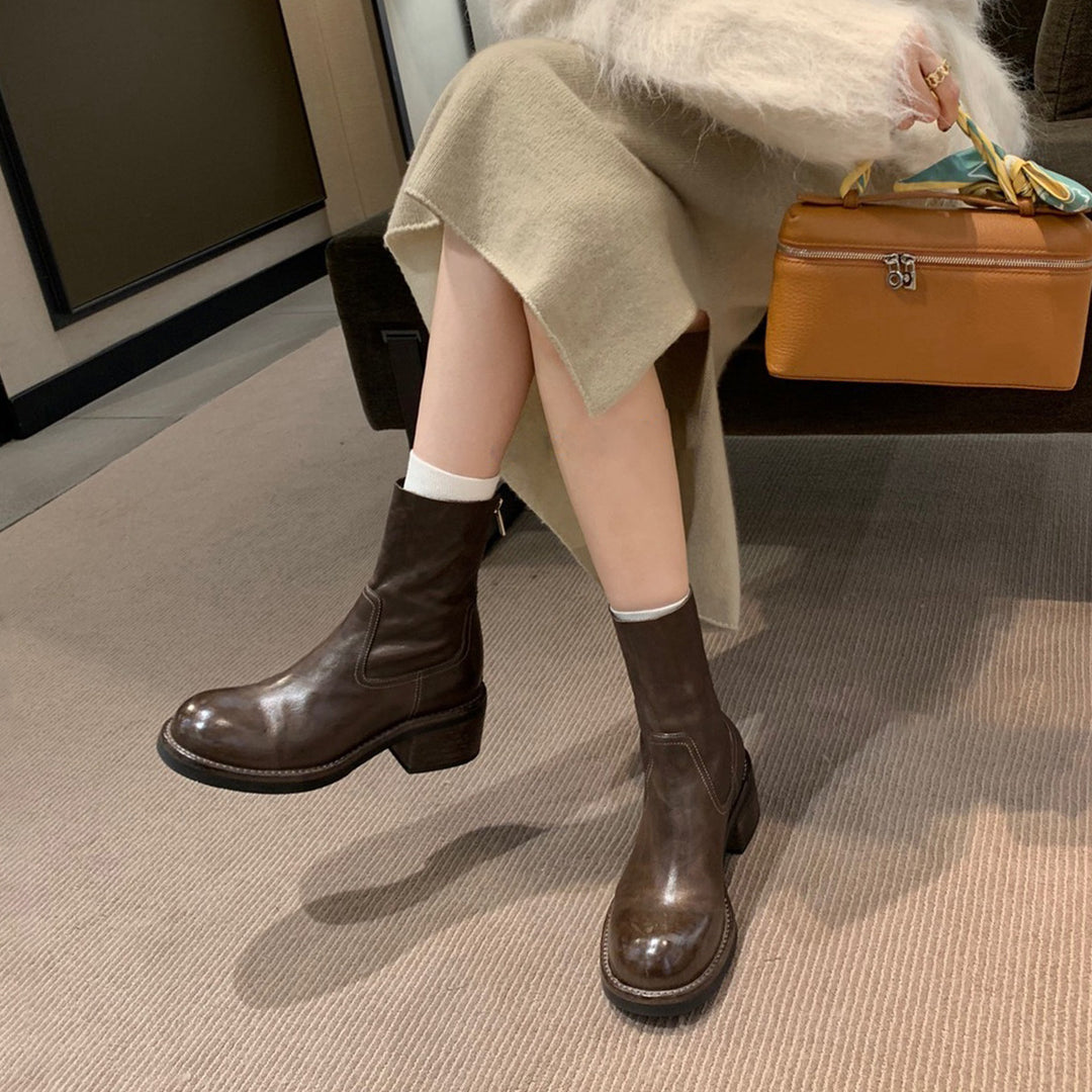 Damen modische Ankle Boots mit einzigartigem Reißverschluss und elegantem Schnitt EB