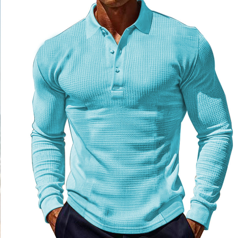 Herren Langarm-Henley-Shirt aus atmungsaktivem Strukturmaterial mit dekorativen Knöpfen EB