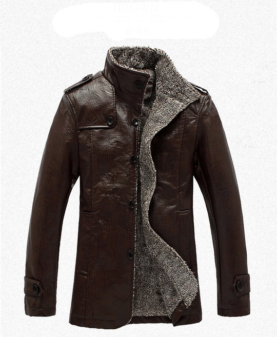 Herren Kunstlederjacke mit warmem Innenfutter EB