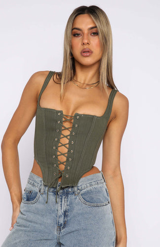 Damen Corsagenoberteil mit Schnürung und femininer Silhouette EB