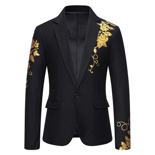 Herren eleganter Blazer mit floralem Gold-Design EB