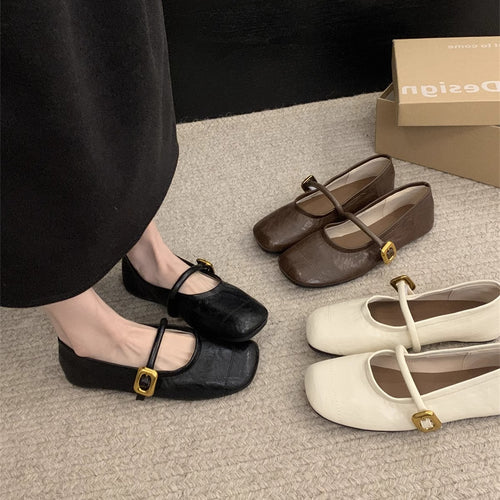 Damen elegante Ballerinas mit modischem Riemen und komfortabler Sohle EB