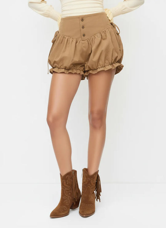 Damen modische Rüschen-Shorts mit hohen Bund und verstellbaren Kordeln EB