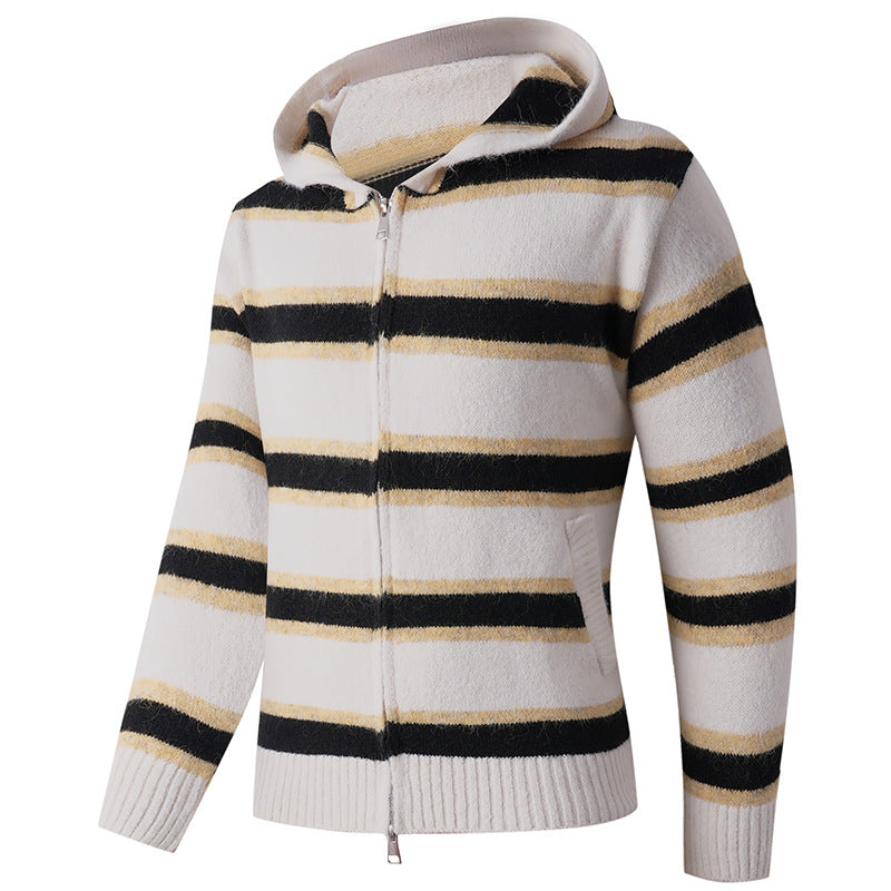 Damen Kapuzenpullover mit strukturierter Oberfläche und modernen Streifen EB