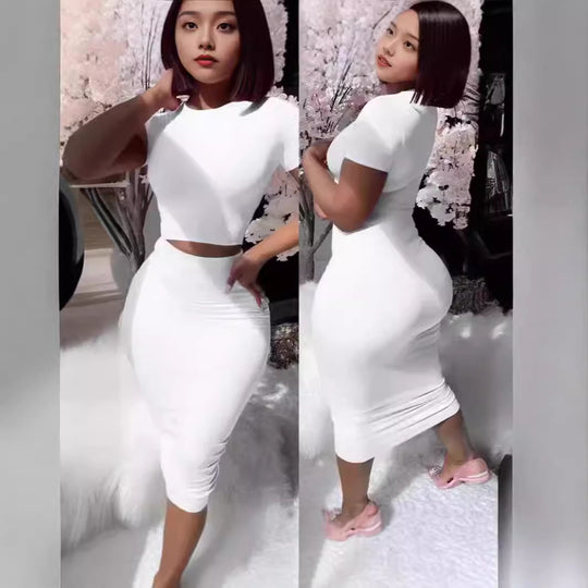 Damen Figurbetontes Kleid-Set mit kurzem Oberteil und Pencil-Rock EB