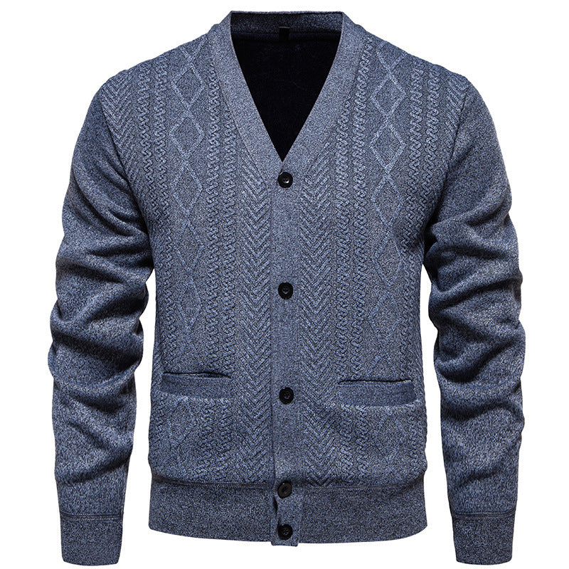 Herren modische Strickjacke mit klassischem Karomuster EB
