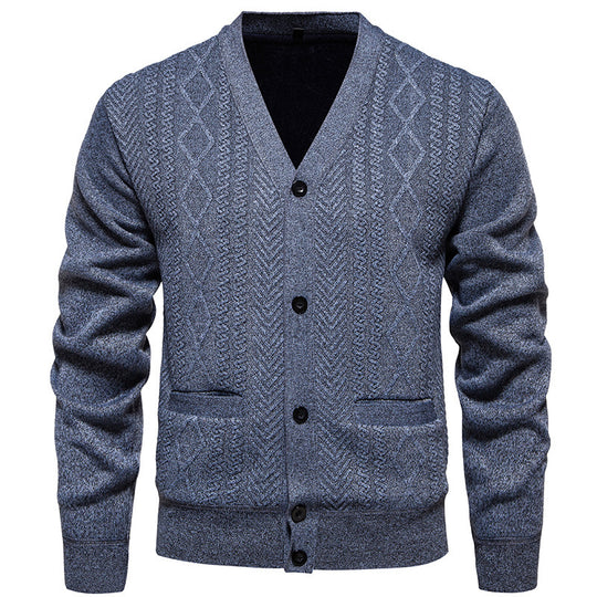 Herren modische Strickjacke mit klassischem Karomuster EB