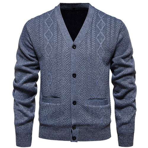 Herren modische Strickjacke mit klassischem Karomuster EB