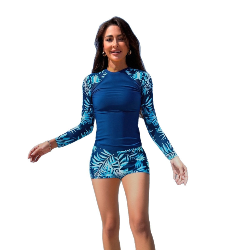 Damen langärmliger UV-Schutz-Schwimmanzug mit floralem Muster EB