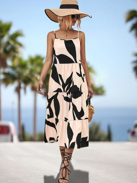 Damen Maxikleid mit elegantem Rüschen-Design und botanischem Print EB