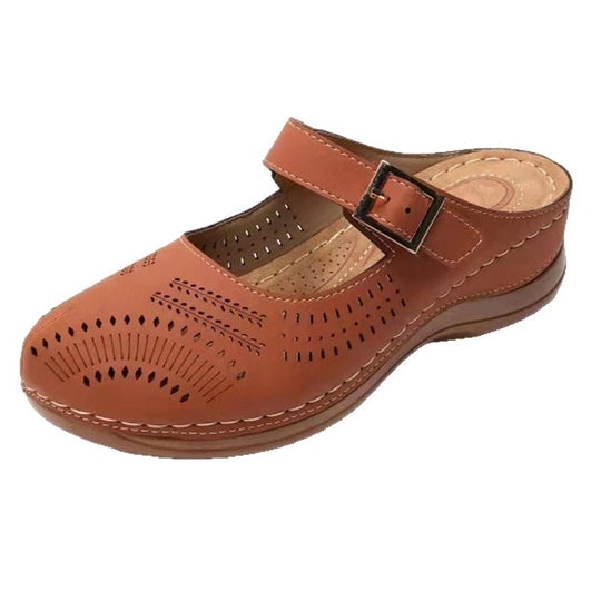 Damen Komfortable Clogs mit modischem Schnallenverschluss und atmungsaktivem Obermaterial EB