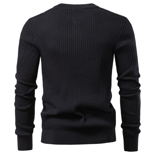 Herren Strickpullover mit feinem Rippenmuster und modischem Knopfdetail EB