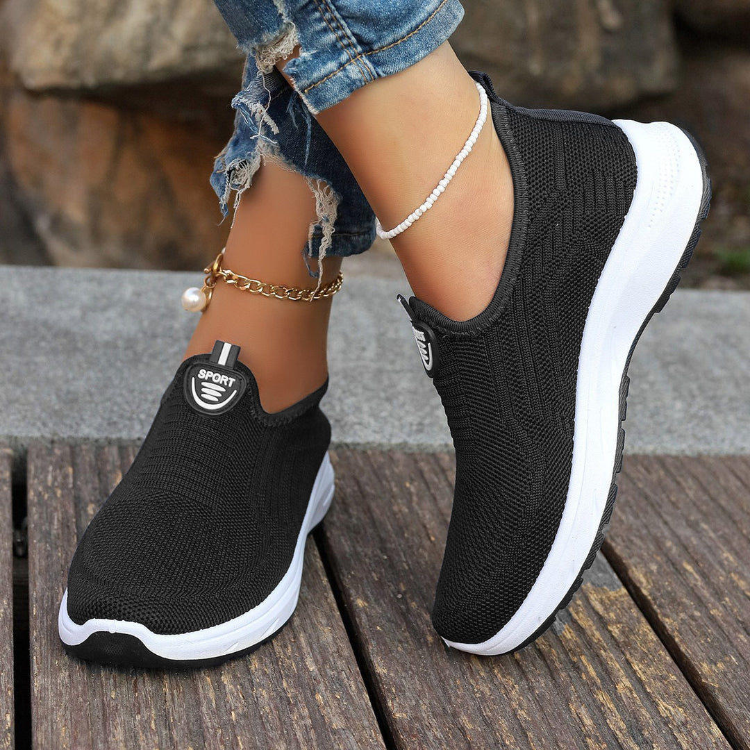 Damen Bequeme Slip-On Sneakers mit atmungsaktivem Obermaterial und gepolsterter Sohle EB