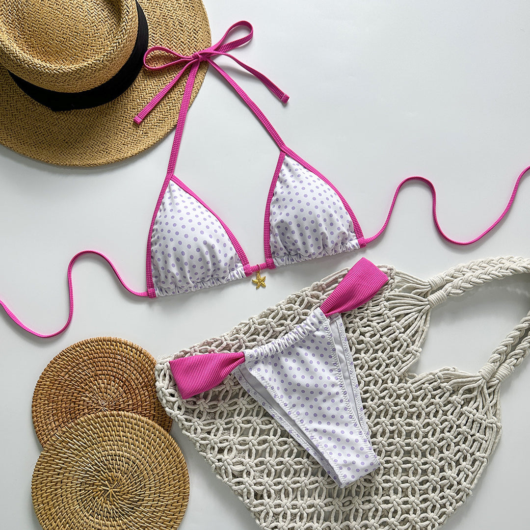 Damen Triangel-Bikini mit stilvollen Punktemuster EB