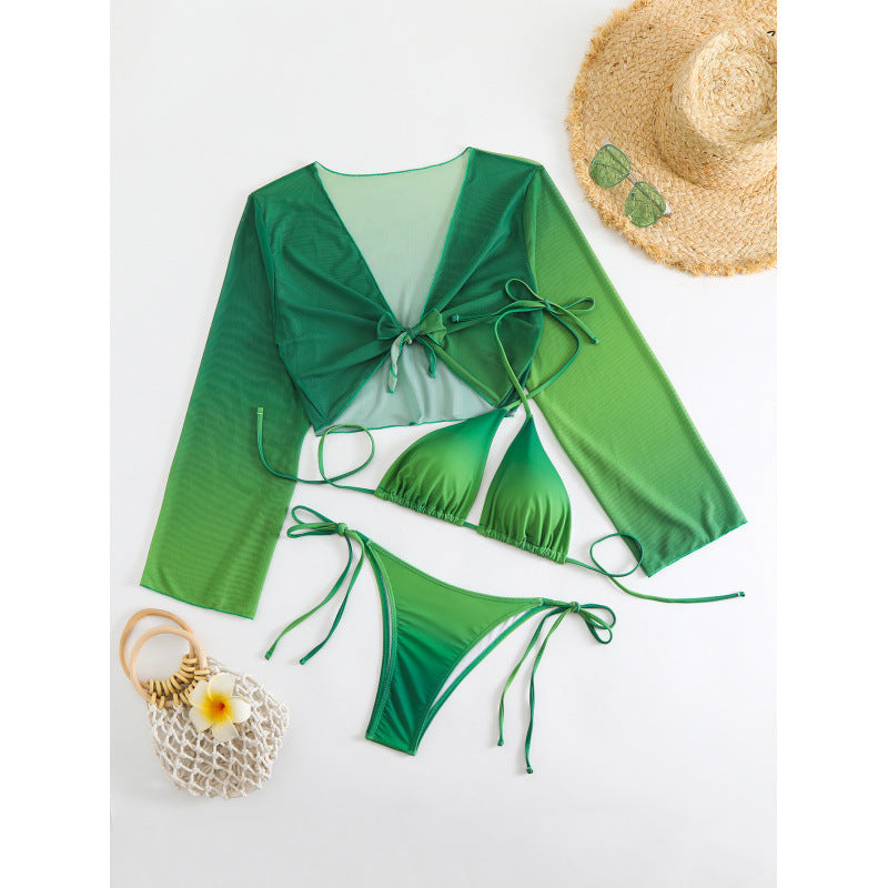 Damen Bikini-Set mit transparentem Oberteil und verstellbaren Trägern EB