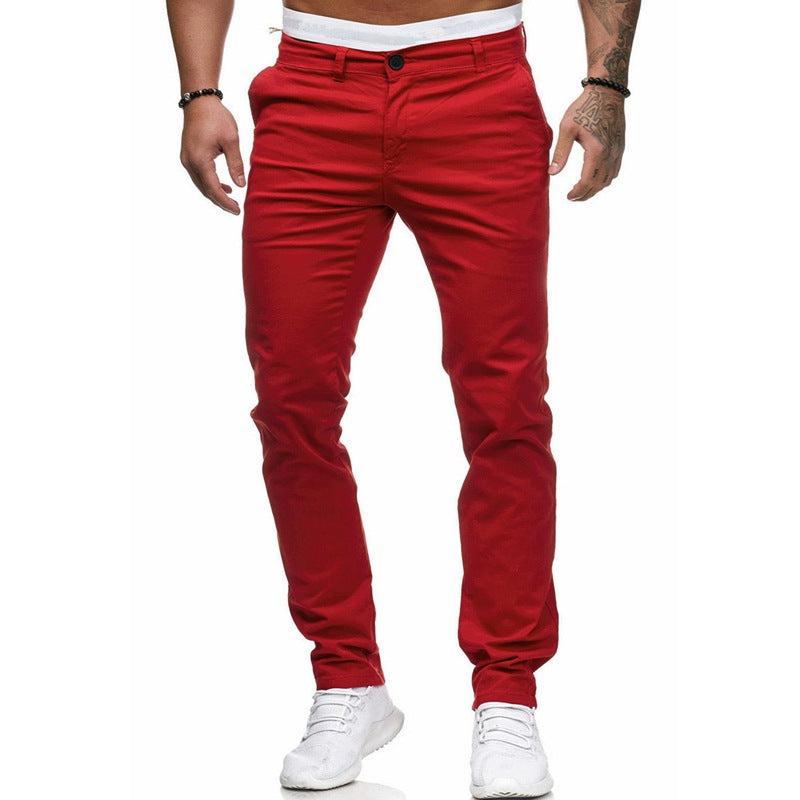 Herren Slim-Fit Chinohosen mit elastischem Bund und praktischen Taschen EB