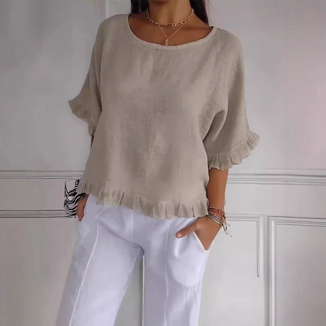 Damen Leichtes Shirt mit Fransen EB
