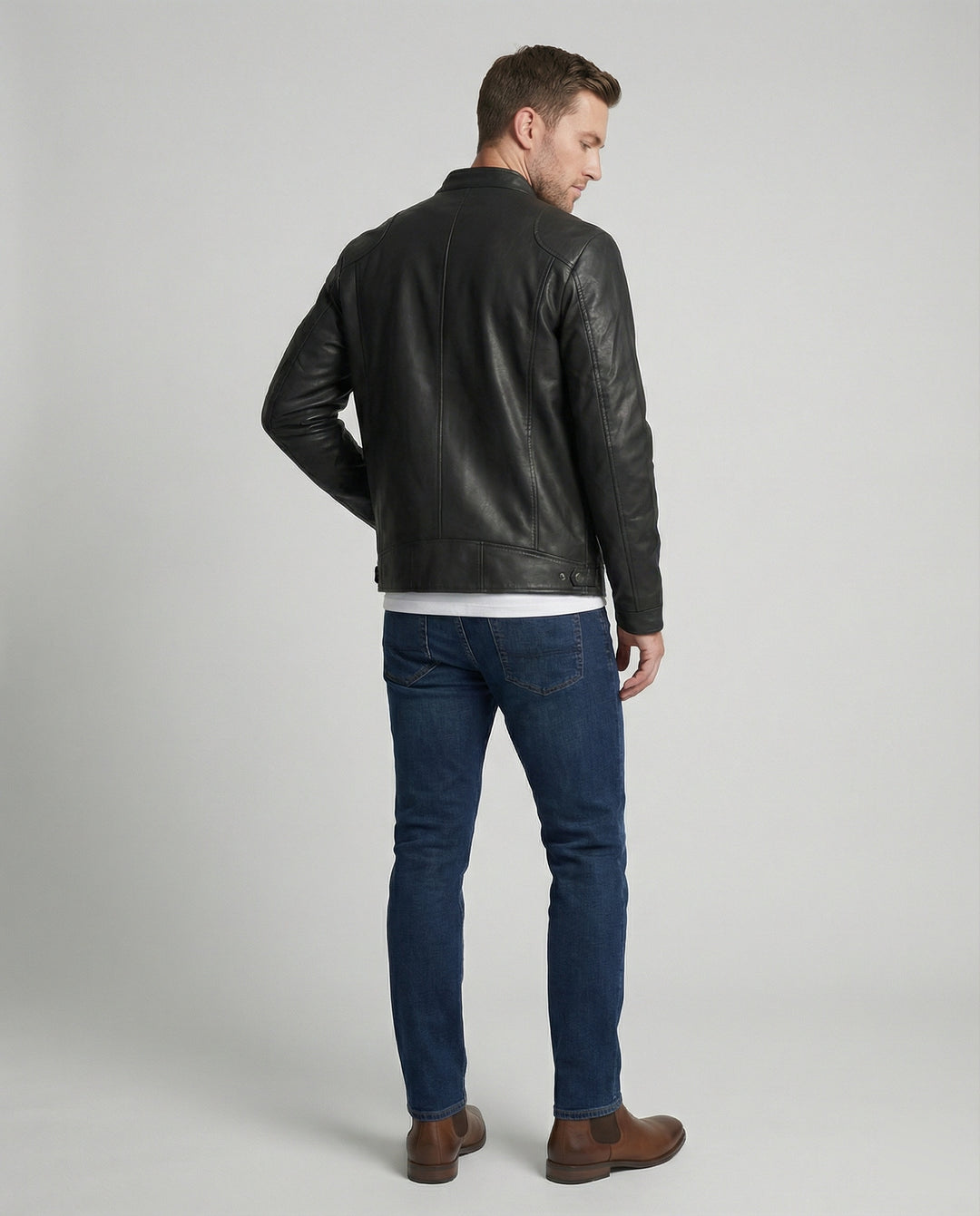 Herren Kunstlederjacke mit warmem Innenfutter EB