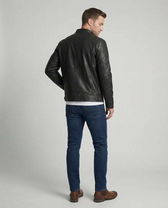 Herren Kunstlederjacke mit warmem Innenfutter EB