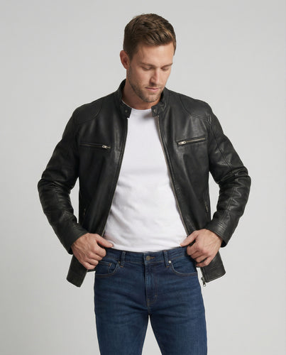 Herren Kunstlederjacke mit warmem Innenfutter EB