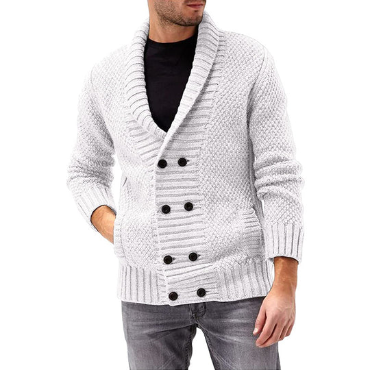 Herren Strickjacke mit doppelter Knopfleiste und strukturiertem Design EB