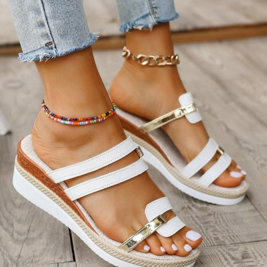 Damen Wedge-Sandaletten mit stylischem Riemen-Design und komfortablem Fußbett EB