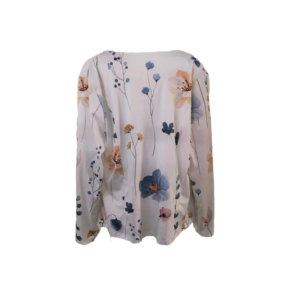 Damen Floral Bedruckte Strickjacke mit offenem Schnitt EB
