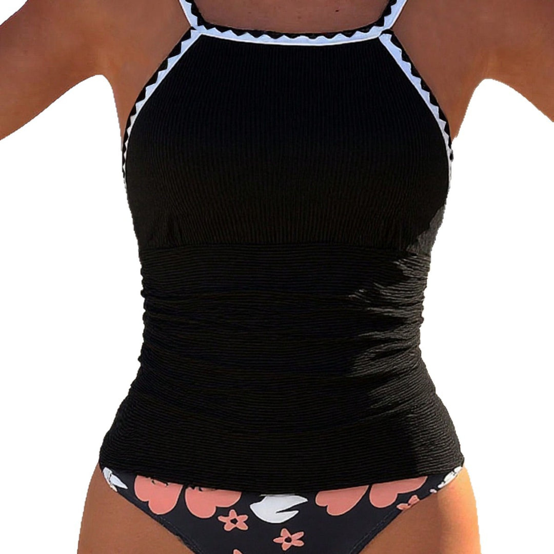 Damen Tankini mit modernem Rüschensaum und floralem Design EB