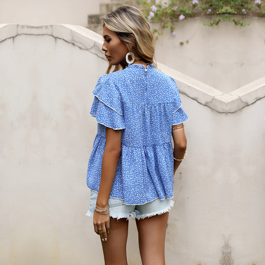 Damen Bluse mit Rüschendetails und floralem Muster EB