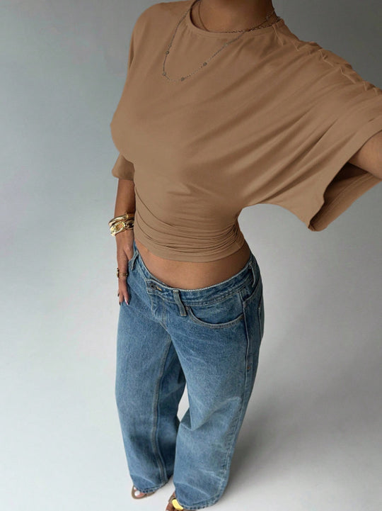 Damen Kurzärmliges Crop-Top EB
