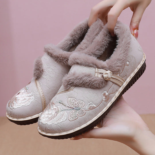 Damen Kuschelige und dekorative Hausschuhe mit floralem Design EB