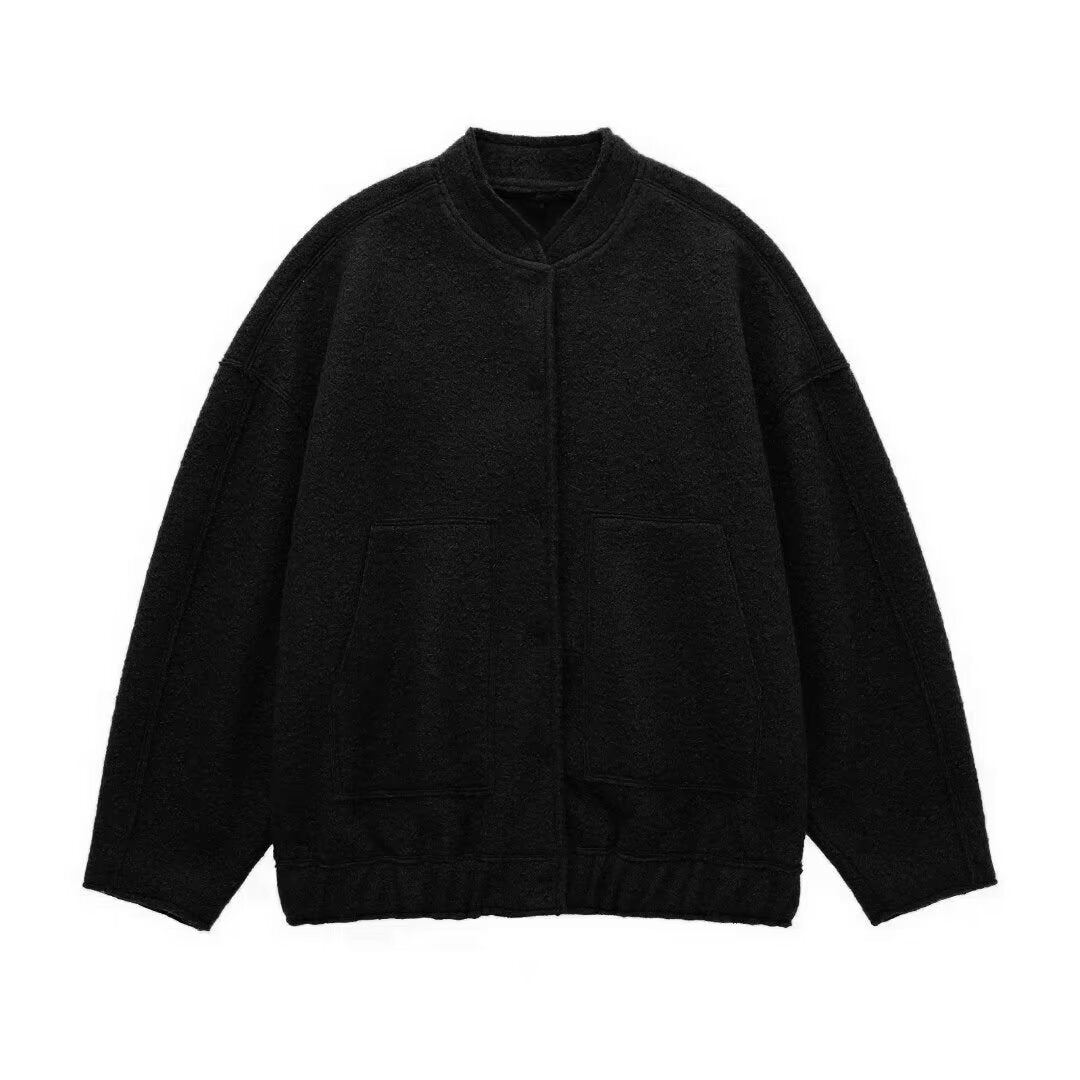 Damen Kuschelige Oversized-Jacke aus flauschigem Material mit praktischen Taschen EB