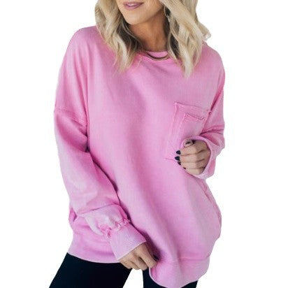 Damen Lässiger Oversized-Sweatshirt mit Rüschendetails EB
