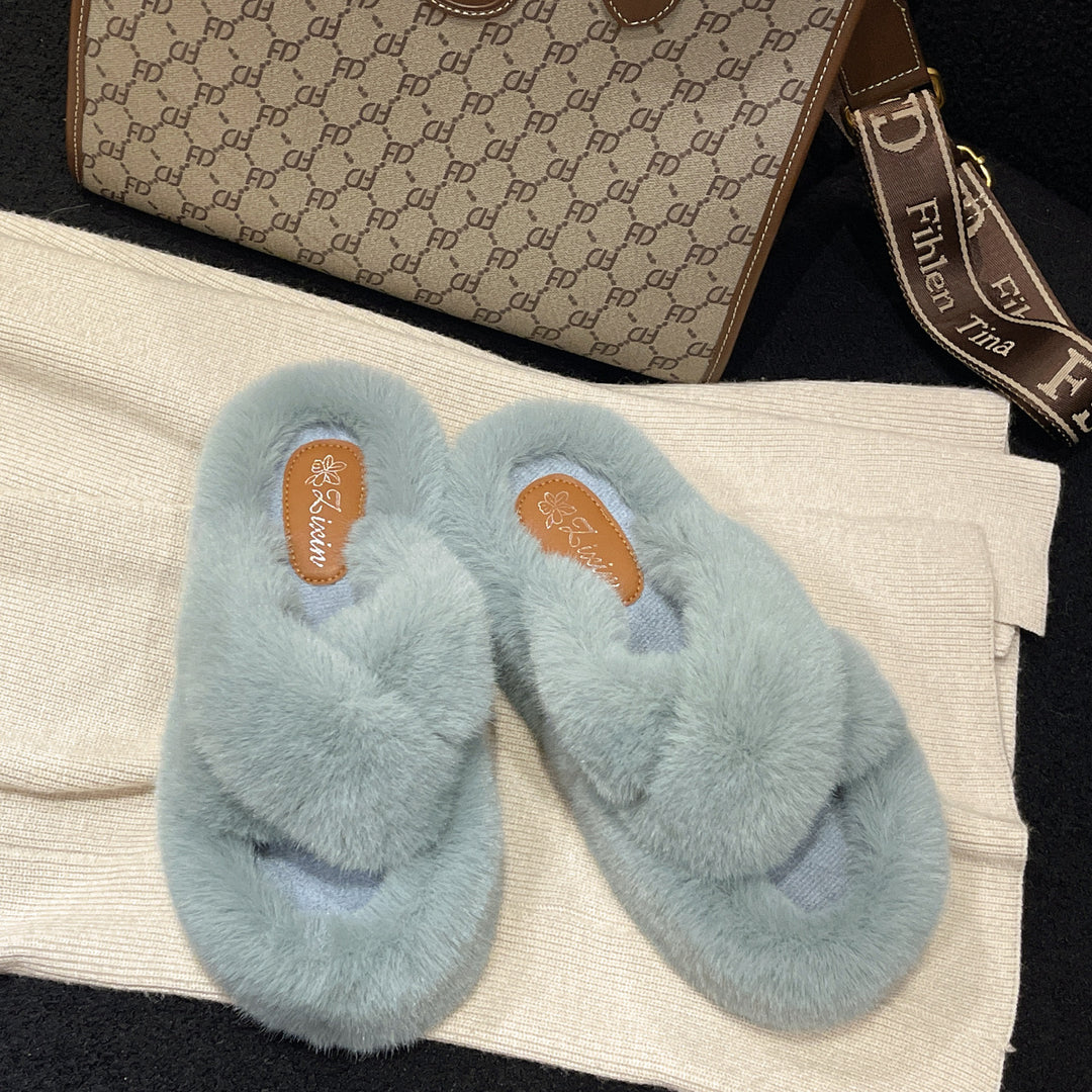 Damen Flauschige Fleece-Pantoletten mit weichem Innenfutter und modernem Design EB