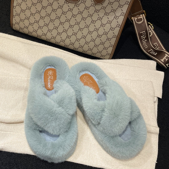 Damen Flauschige Fleece-Pantoletten mit weichem Innenfutter und modernem Design EB
