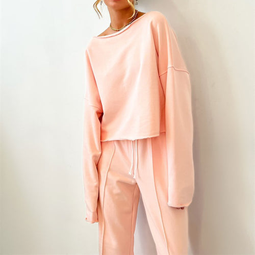Damen lässiges Crop-Top und weite Sporthose EB