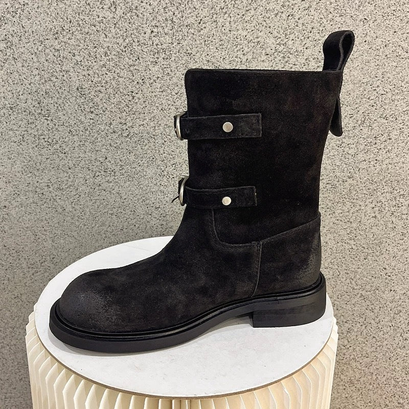 Damen Stiefeletten mit modischem Schnallenverschluss und robustem Profil EB