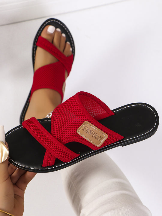 Damen Komfortable Slip-On Sandalen mit atmungsaktiver Oberseite und modischem Cross-Design EB