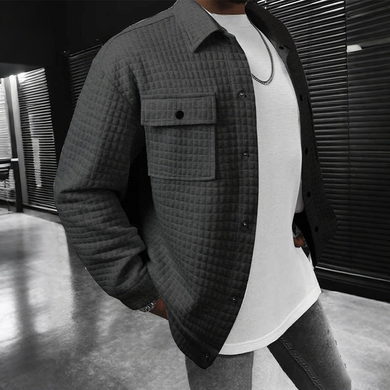 Herren nan gesteppte Overshirtjacke mit quadratischer Steppstruktur und aufgesetzten Brusttaschen EB
