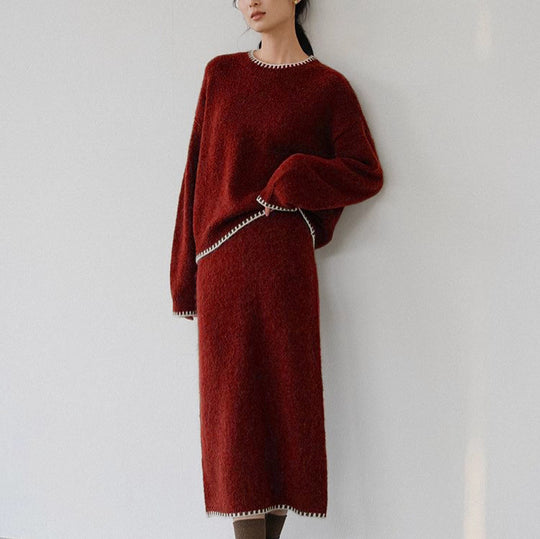 Damen weiches Strickoutfit mit feinen Details und lässigem Schnitt EB
