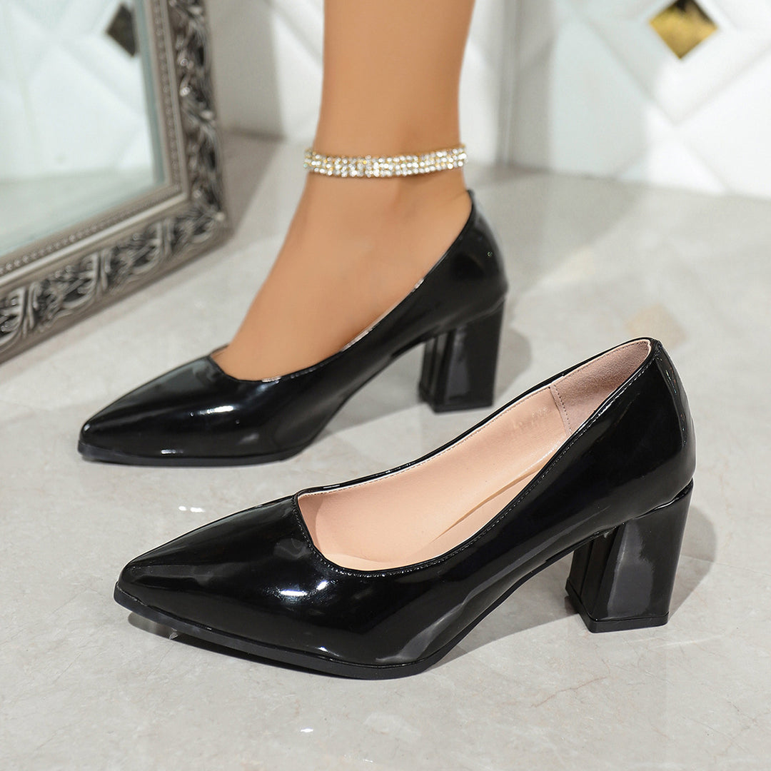 Damen elegante High Heel Pumps mit glänzendem Finish EB