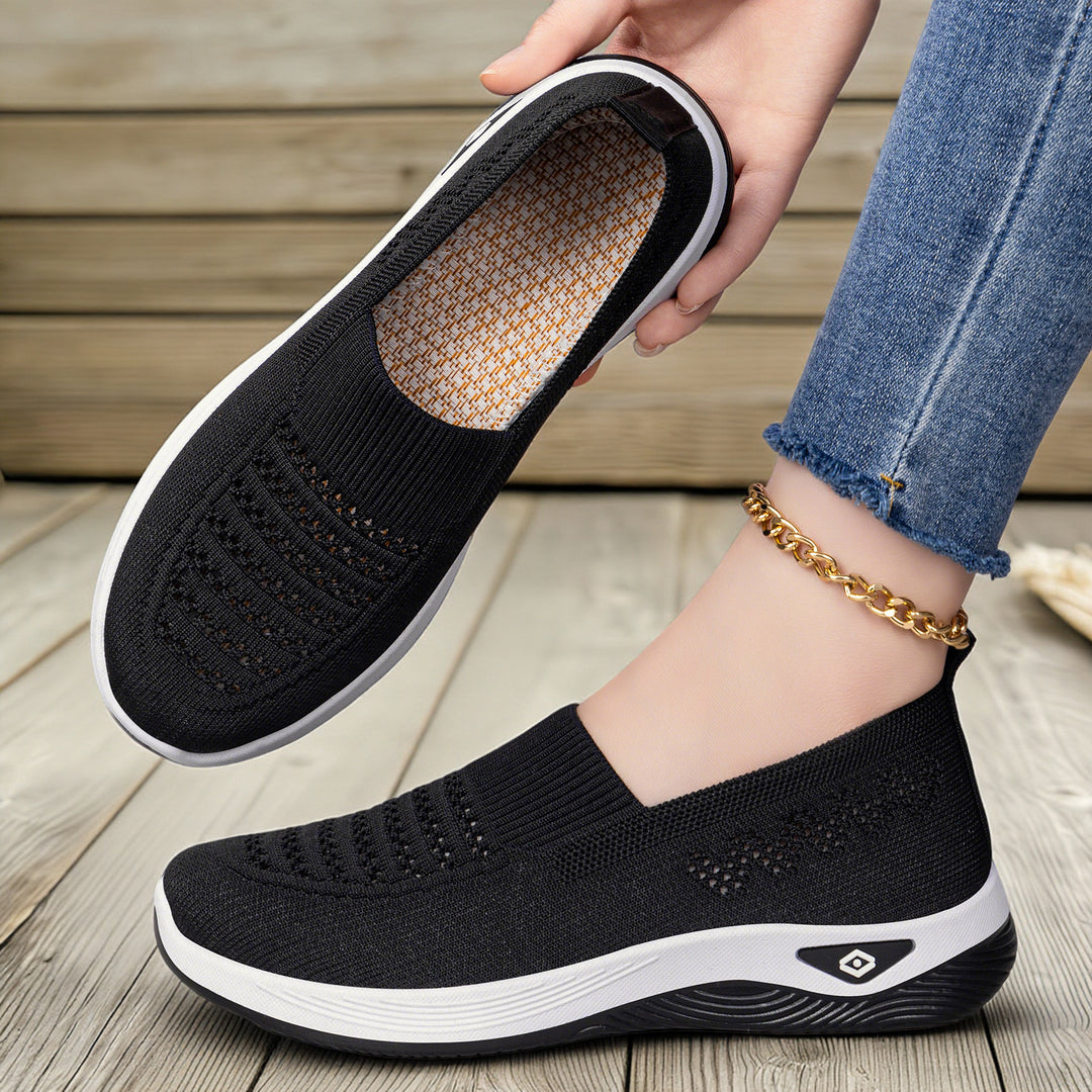 Damen nan nahtloser atmungsaktiver Strick-Slip-On Comfort-Walking-Schuh EB
